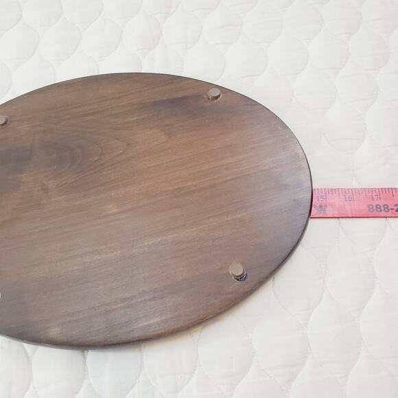 Vintage Holiday Christmas Tree Cheese Plate 14" Brown Beautiful Wood & White - Picture 5 of 7